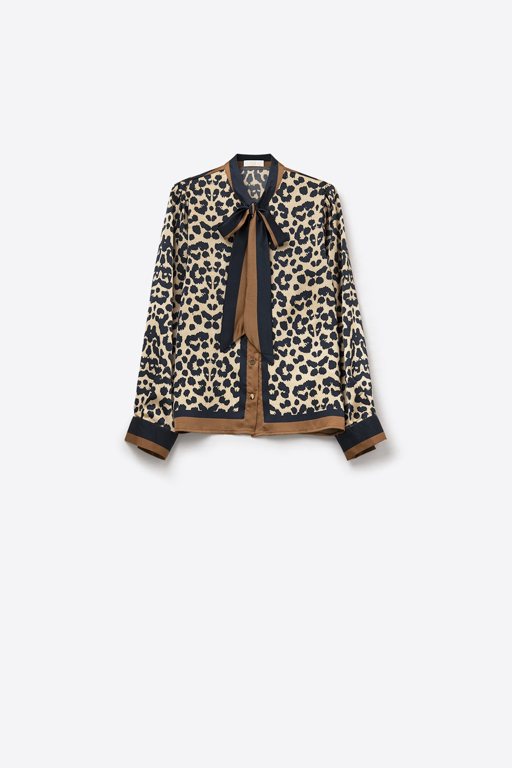 Leopard-Print Satin blouse with tie detail