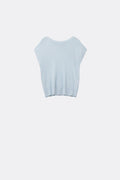 Q2 light blue fine Rib knitted Sweater with boat neck
