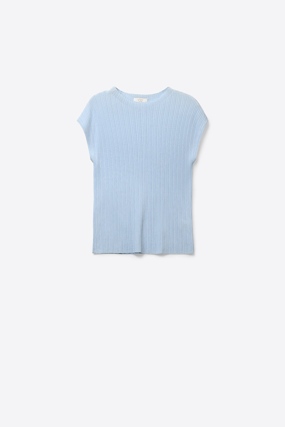 Q2 Light Blue fine Ribbed Knit Top with sleeveless