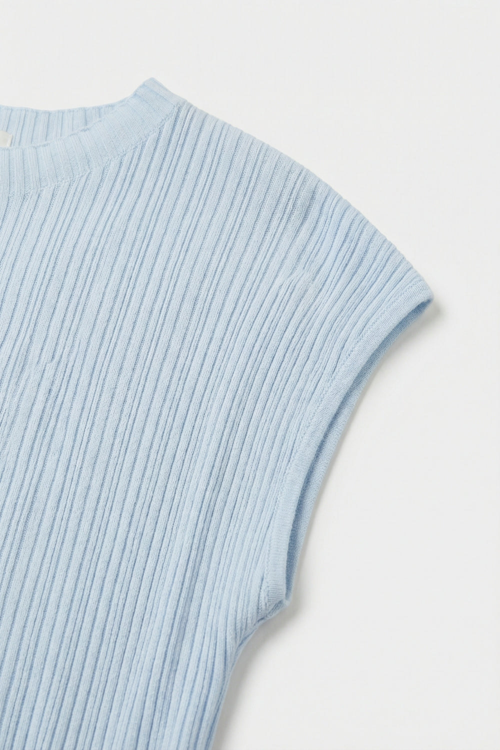 Light Blue fine Ribbed Knit Top with sleeveless