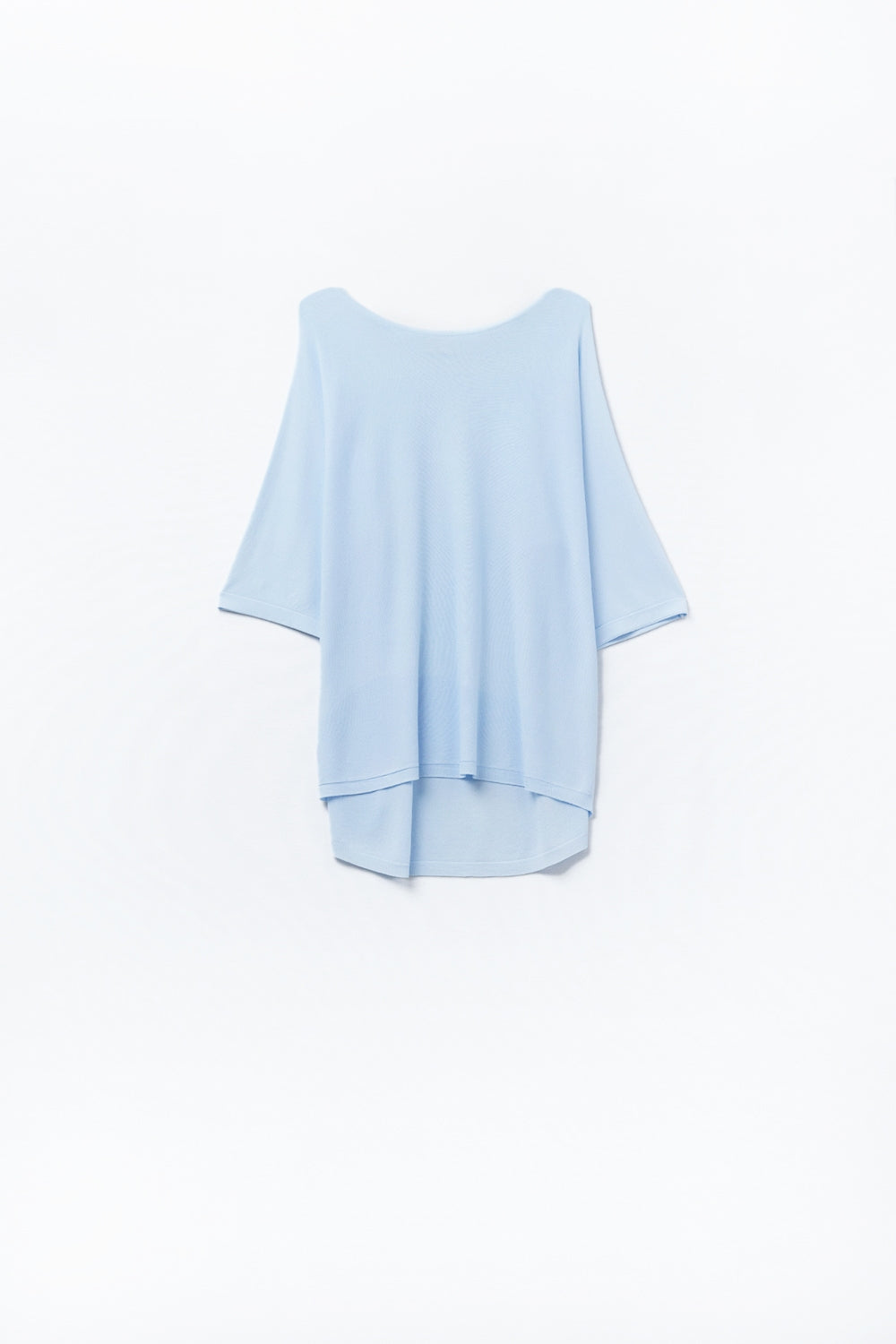 Q2 Light Blue Oversized sweater with Elbow-Length Sleeves