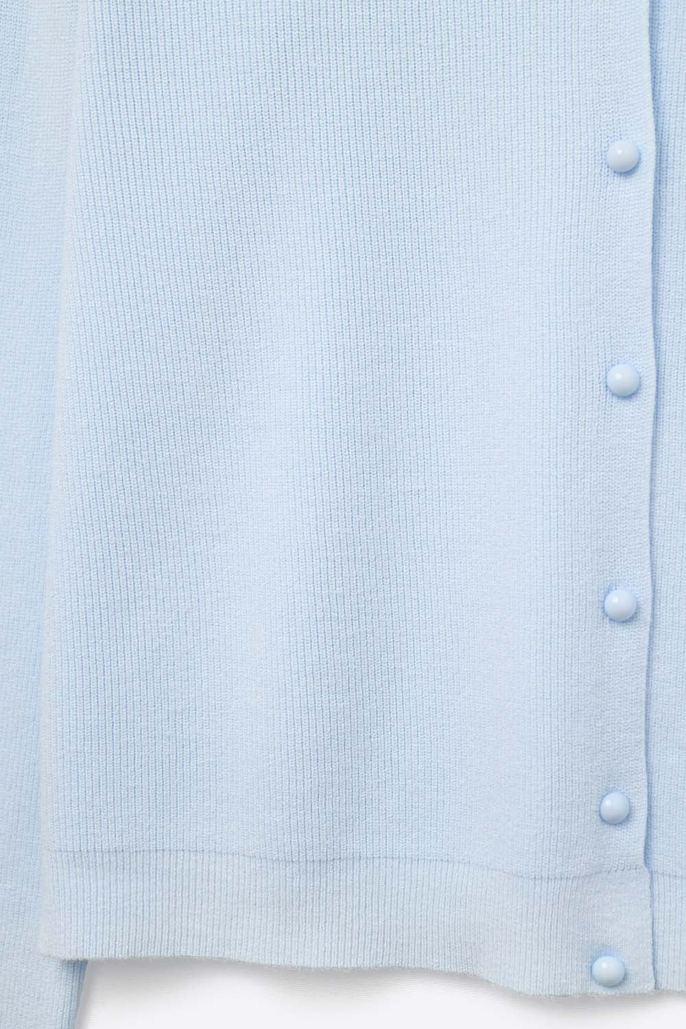 Light blue Ribbed Knit Cardigan with Mother-of-Pearl Buttons