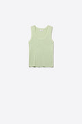 Q2 Light Green Ribbed Knit Tank Top for Layering