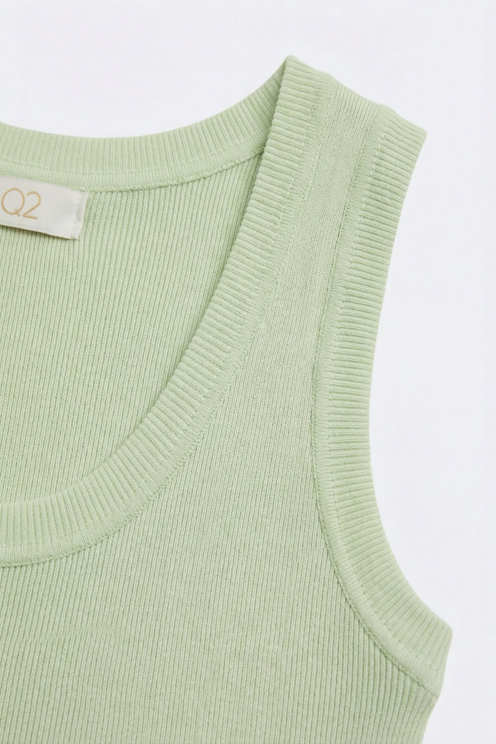 Light Green Ribbed Knit Tank Top for Layering