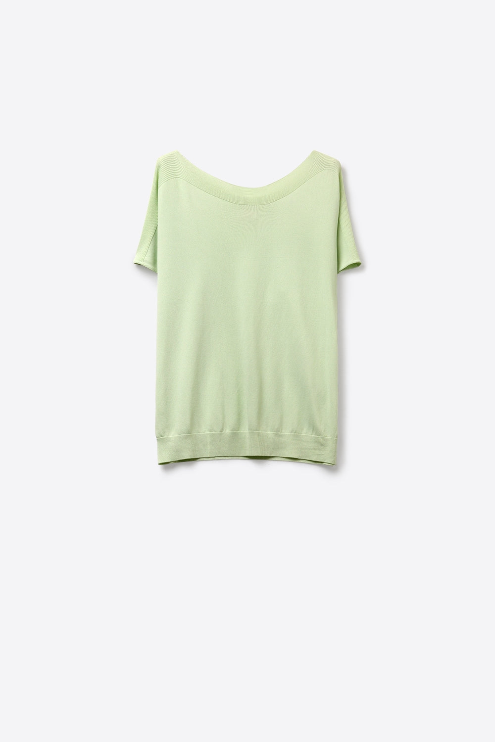 Q2 Light Green Soft Knit Relaxed Fit Short Sleeve Top