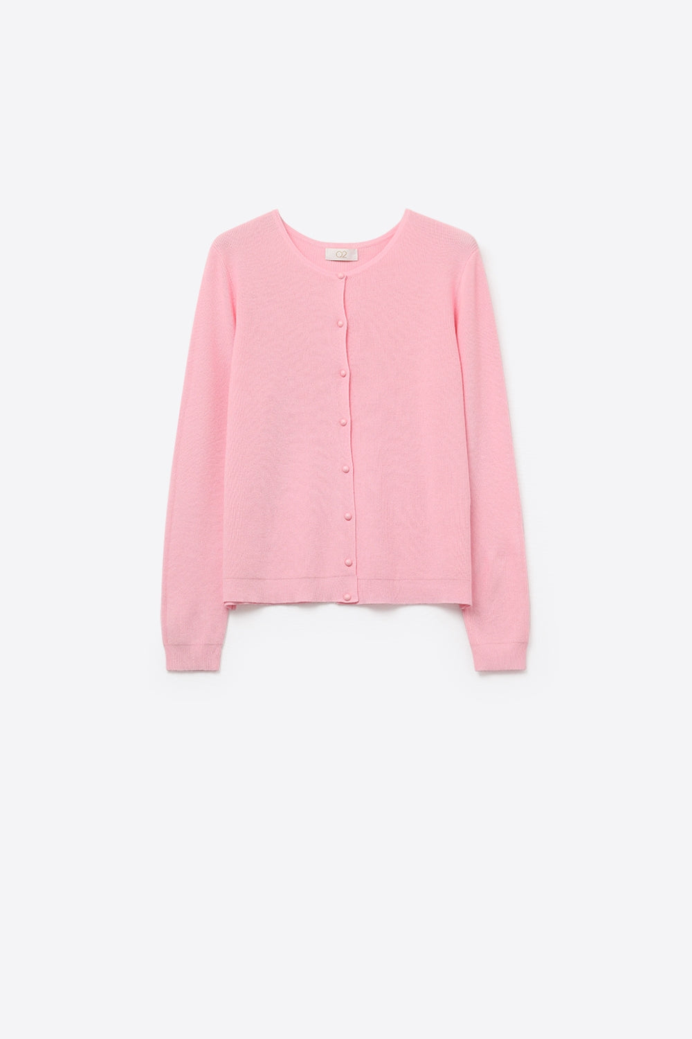 Q2 Light pink Ribbed Knit Cardigan with Mother-of-Pearl Buttons