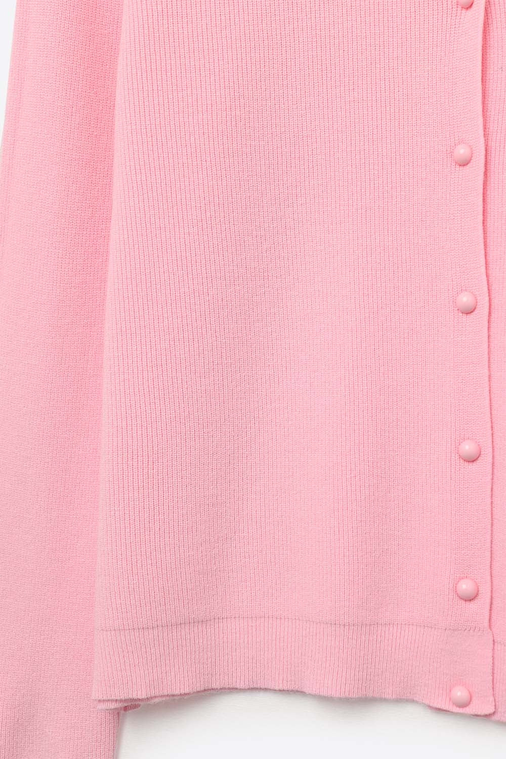 Light pink Ribbed Knit Cardigan with Mother-of-Pearl Buttons