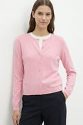Light pink Ribbed Knit Cardigan with Mother-of-Pearl Buttons