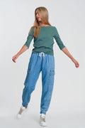 UNIKCOSA Lightweight denim jogger with pockets in light denim