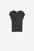 Q2 Lightweight Knit sweater with Wide Ribbed Waistband in black
