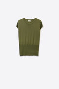 Q2 Lightweight Knit sweater with Wide Ribbed Waistband in khaki