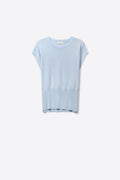 Q2 Lightweight Knit sweater with Wide Ribbed Waistband in light blue