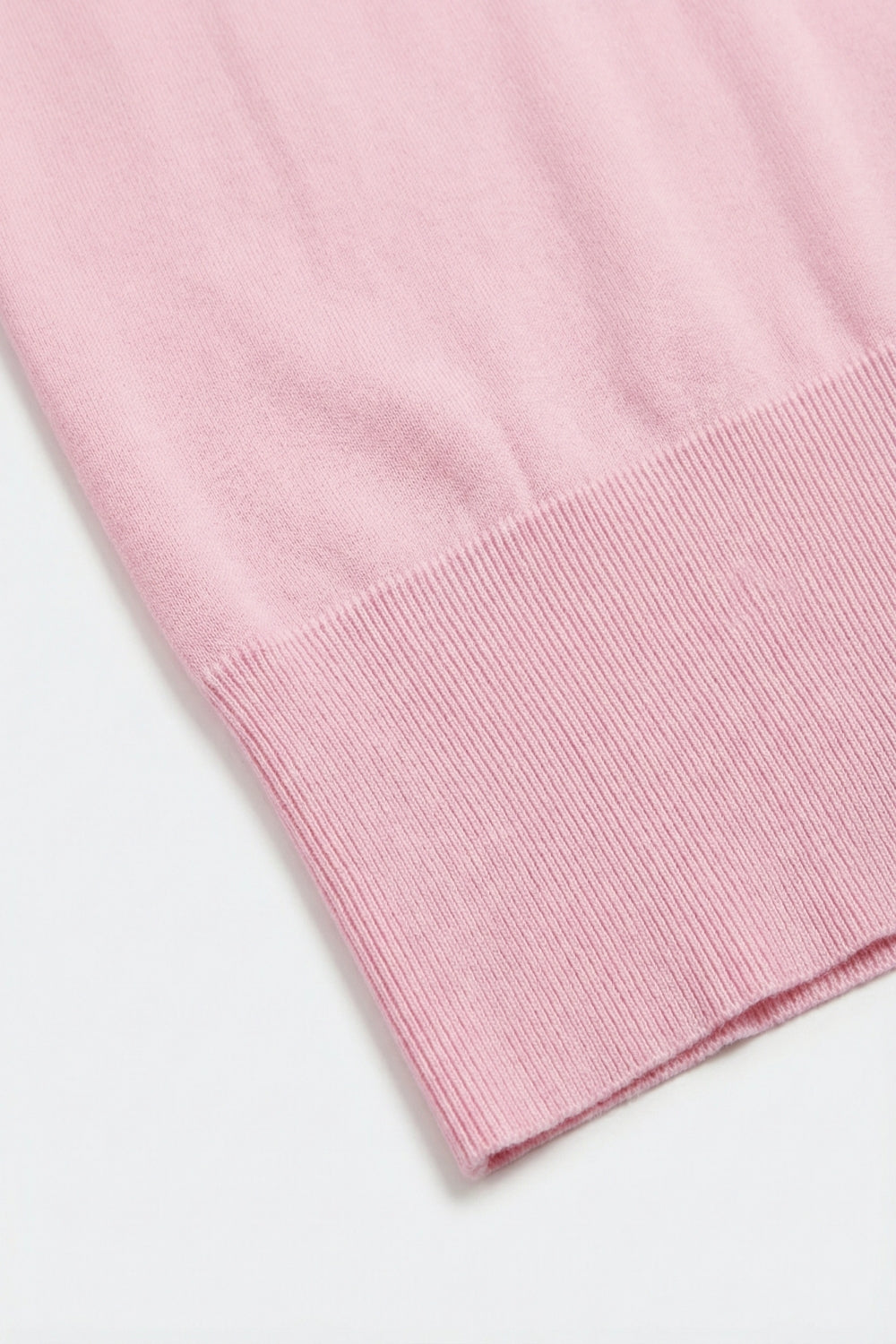 Lightweight Knit sweater with Wide Ribbed Waistband in pink