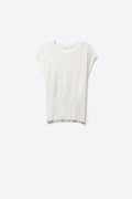 Q2 Lightweight Knit sweater with Wide Ribbed Waistband in white