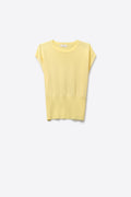 Q2 Lightweight Knit sweater with Wide Ribbed Waistband in yellow