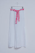 Q2 Linen Wide leg pants with side splits in white