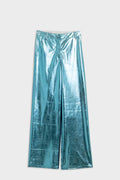 Q2 Metallic Straight Leg Pants in Blue