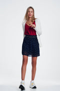 UNIKCOSA Mini skirt navy in scribble polka dot