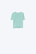 Q2 Mint Green Short Sleeve Knit Top with White Contrast Trims