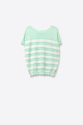 Q2 Mint Green Striped Knit Short Sleeve Sweater