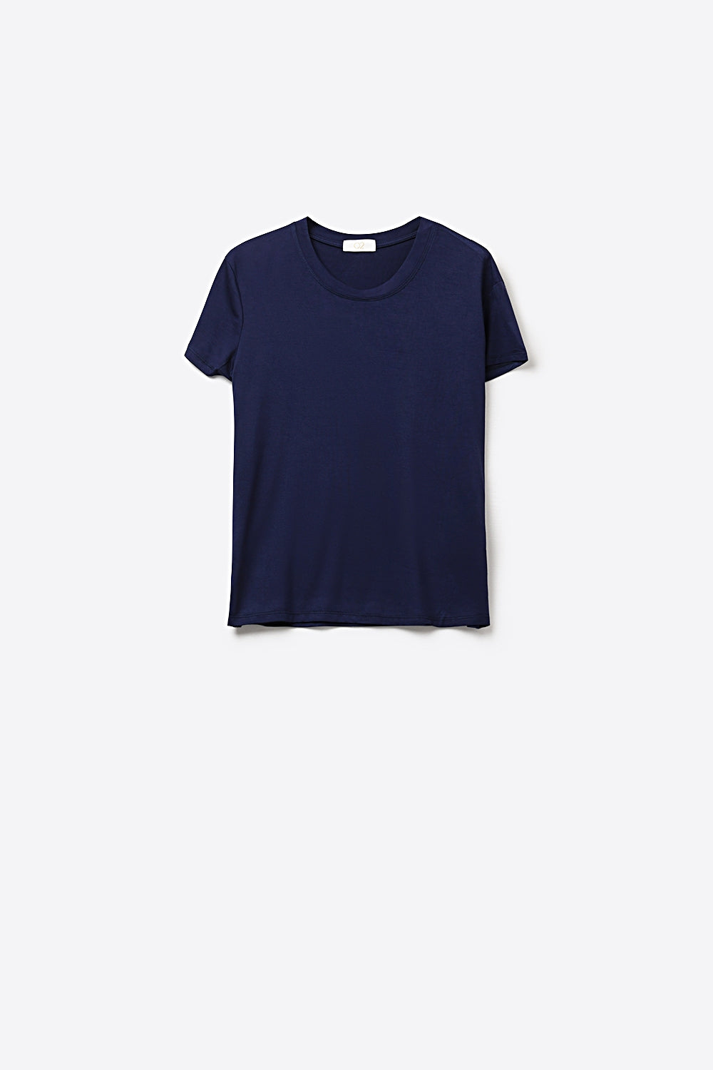 Navy Basic Crew Neck Short Sleeve T-Shirt in Viscose fabric