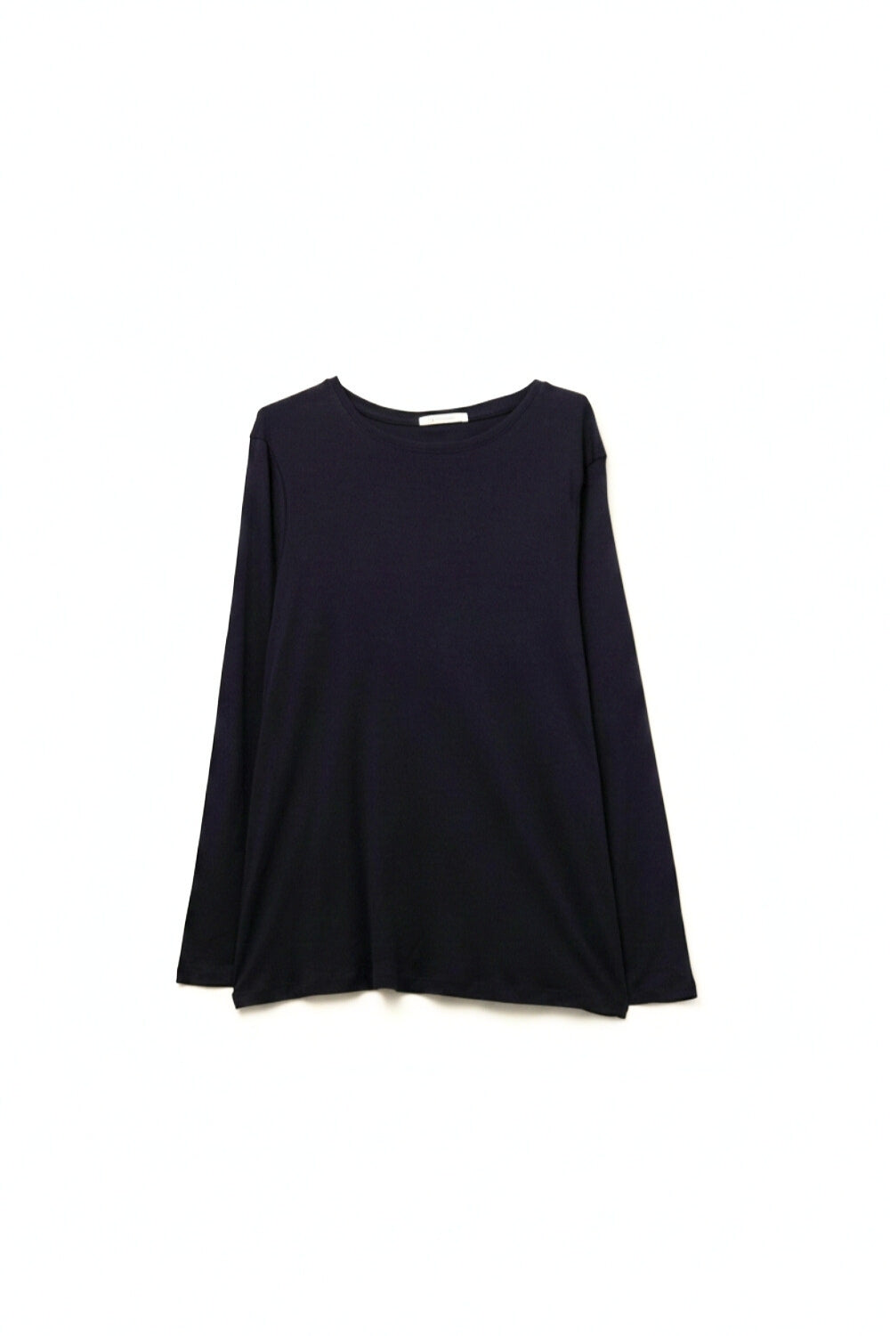 Q2 Navy Blue Long-Sleeve T-Shirt with Wide Crew Neck