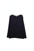 Q2 Navy Blue Long-Sleeve T-Shirt with Wide Crew Neck