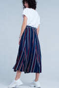 UNIKCOSA Navy blue striped midi skirt