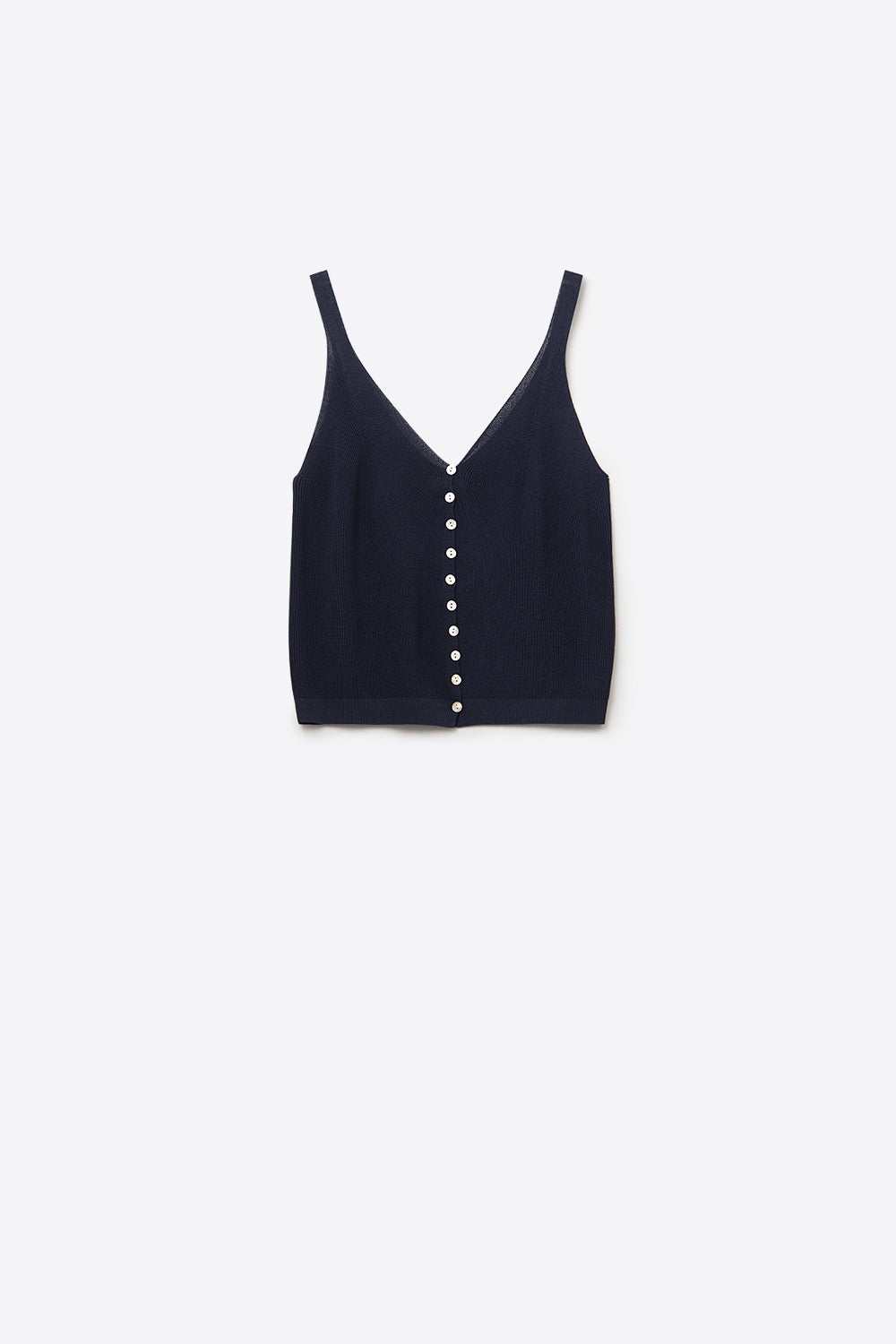 Q2 Navy Knit Buttoned Crop Top