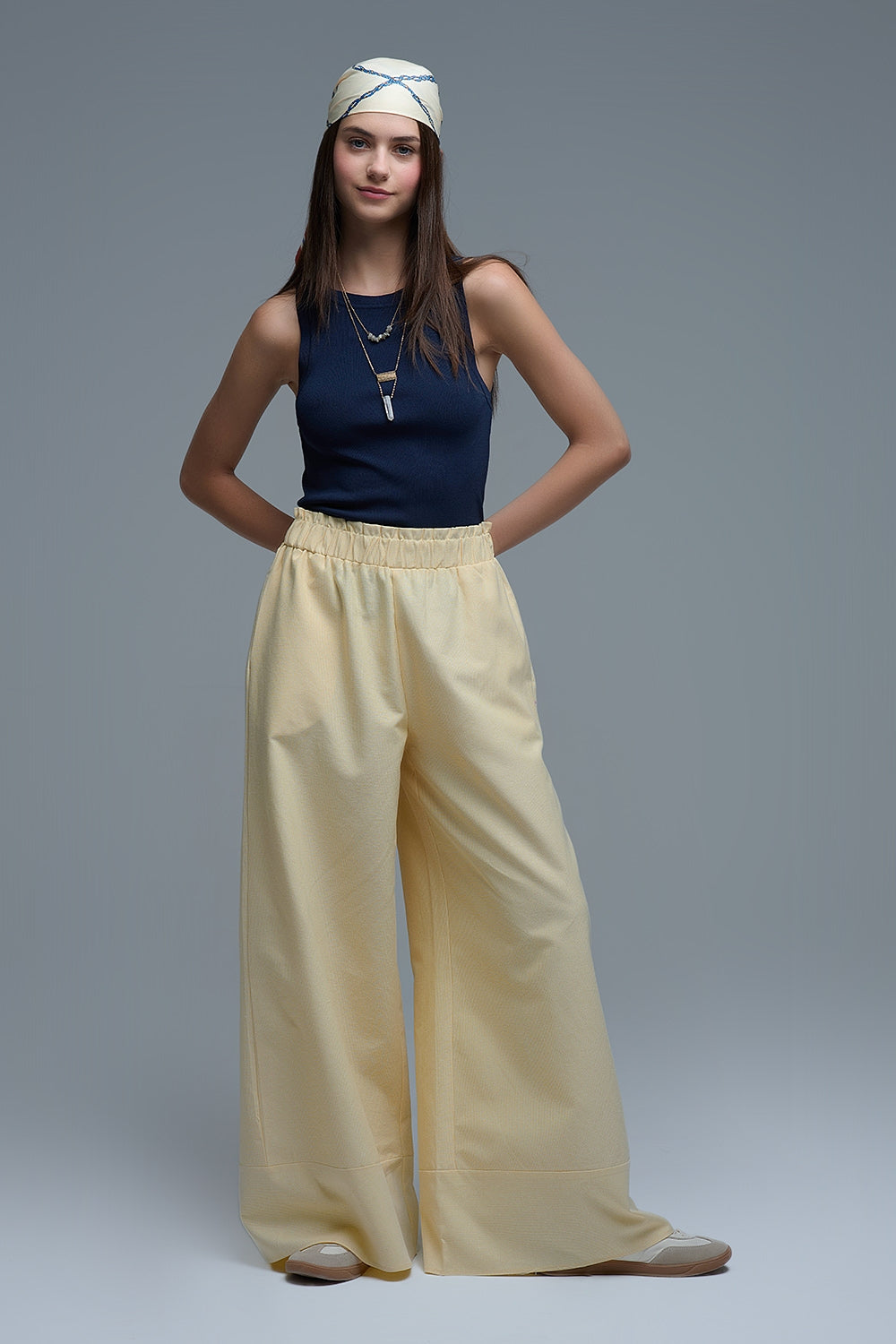 Navy Ribbed fine knit Sleeveless Top