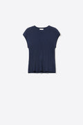 Q2 Navy Ribbed Knit Sleeveless sweater with closed neck