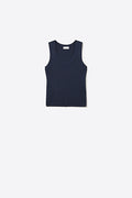 Q2 Navy Ribbed Knit Sleeveless Tank Top