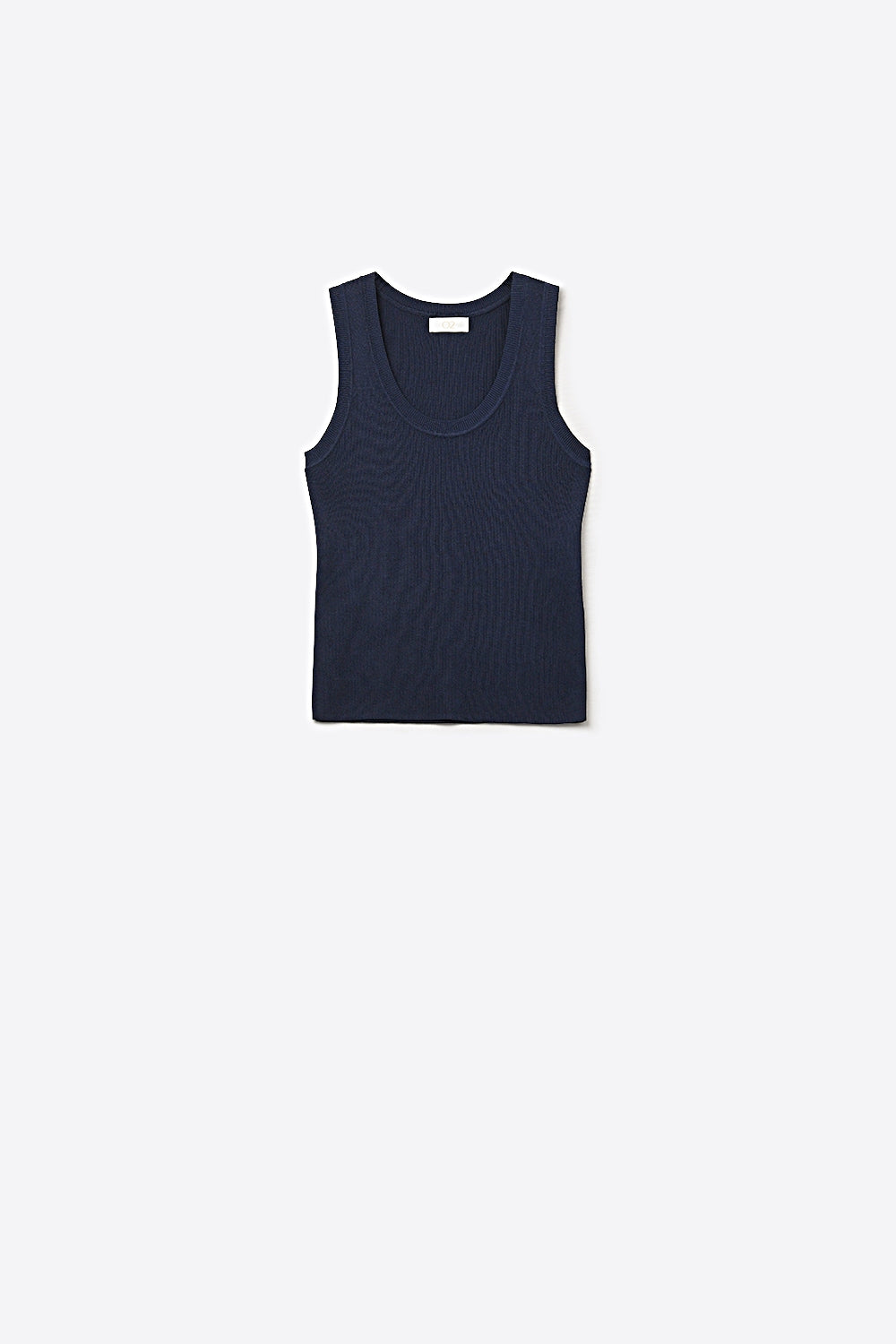 Q2 Navy Ribbed Knit Sleeveless Tank Top