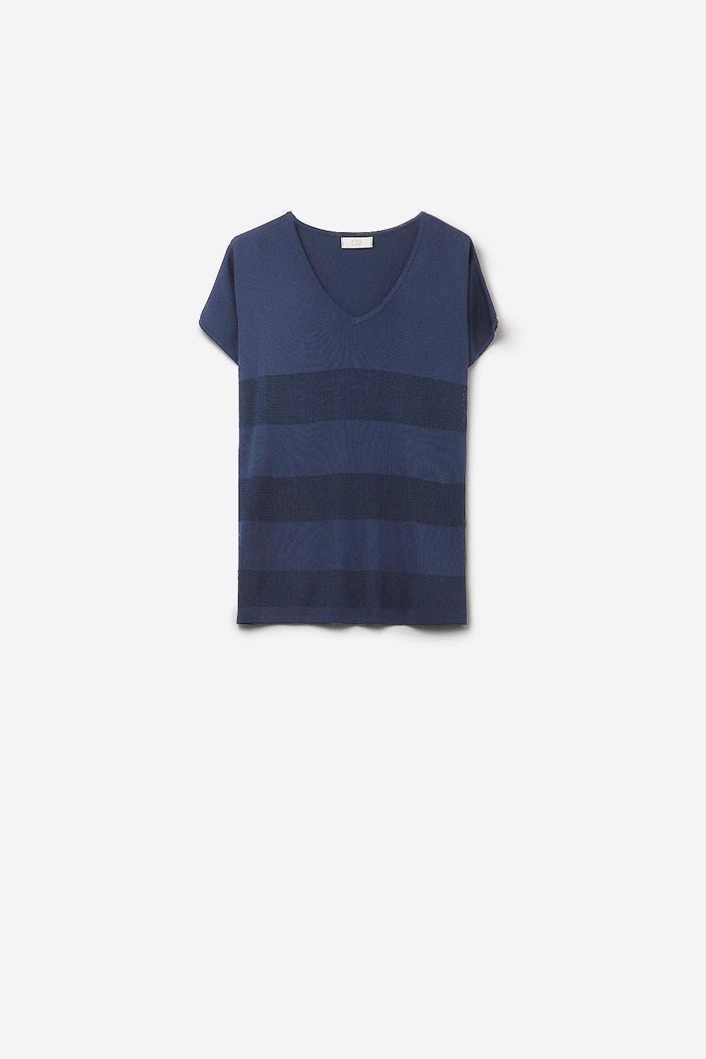 Q2 Navy Striped Texture Knit sweater