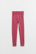 Q2 Old Pink Seamless Ribbed High-Waist Leggings