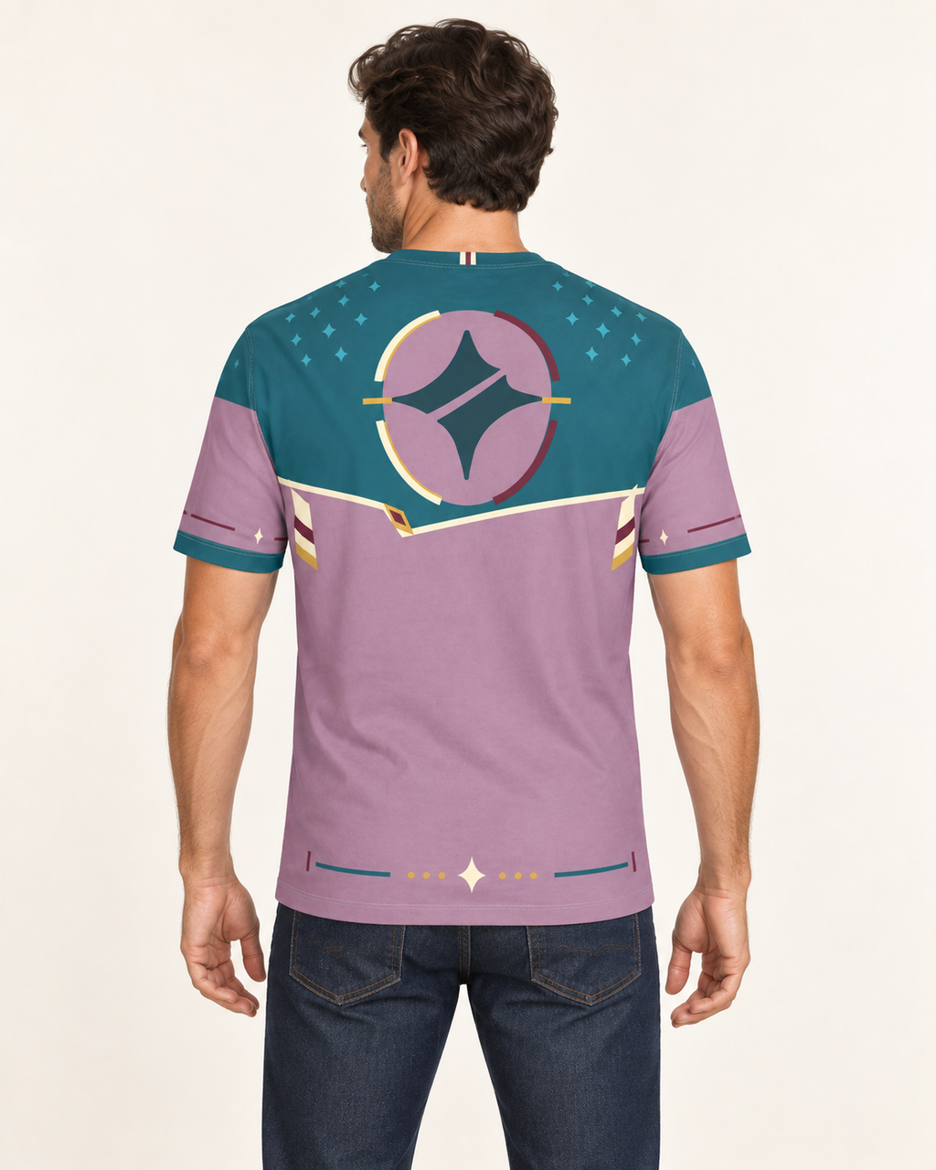 Orchid Mantle Regular-Fit Cotton T-Shirt — back view, AI-generated styling illustration