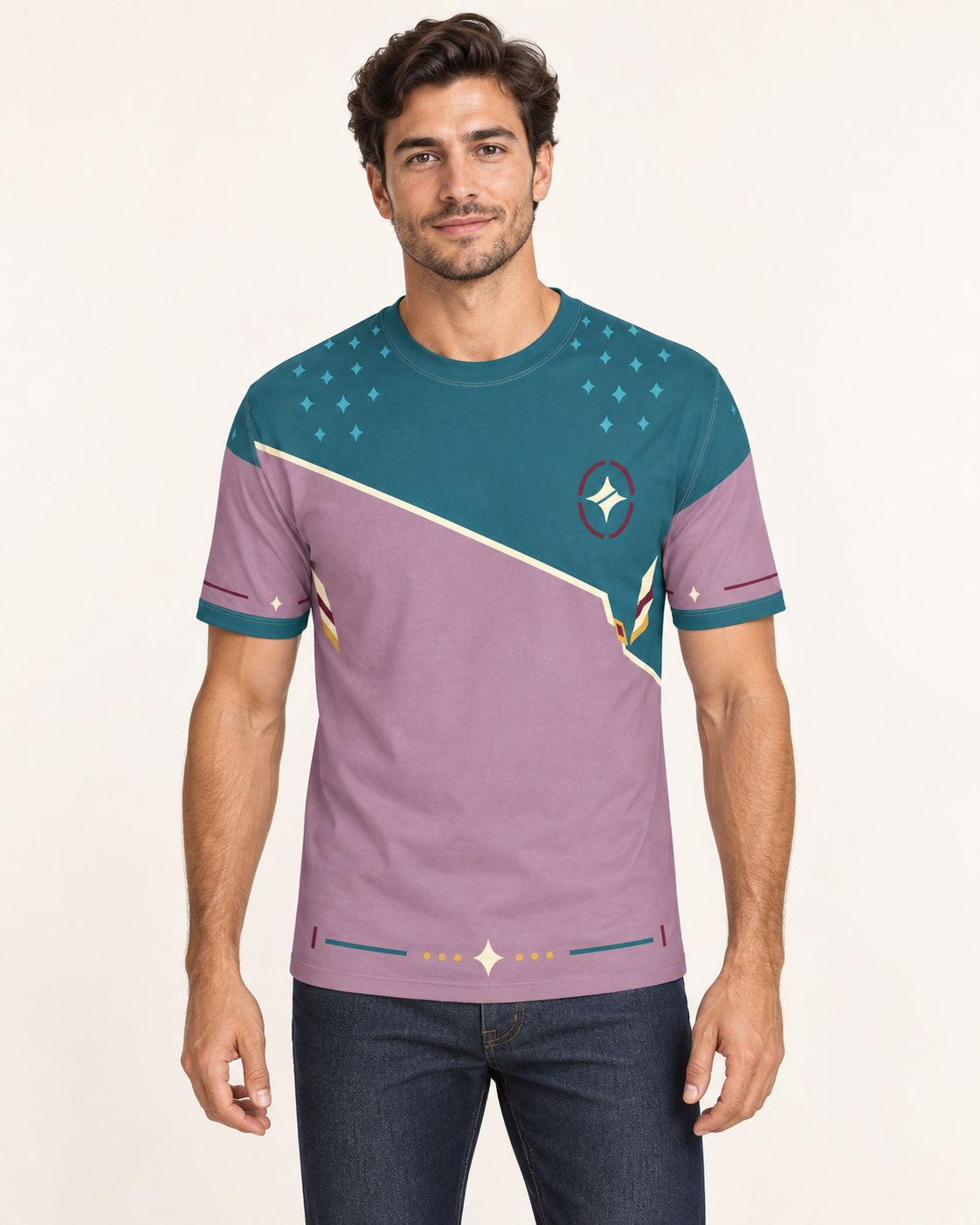Orchid Mantle Regular-Fit Cotton T-Shirt — front view, AI-generated styling illustration