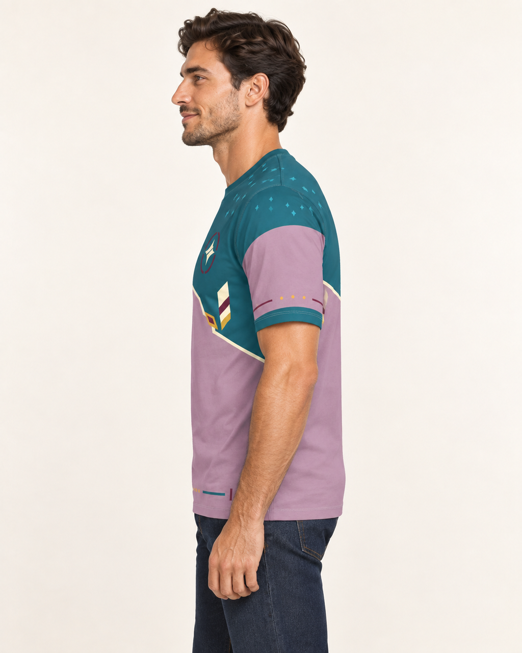 Orchid Mantle Regular-Fit Cotton T-Shirt — side view, AI-generated styling illustration