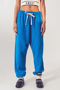 Q2 Oversized Jogger with Tie Waist in Blue