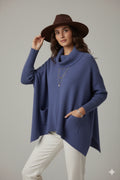 Oversized navy sweater with front pockets