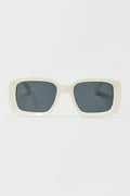 Q2 Oversized Rectangular Sunglasses With Wide Frame in White