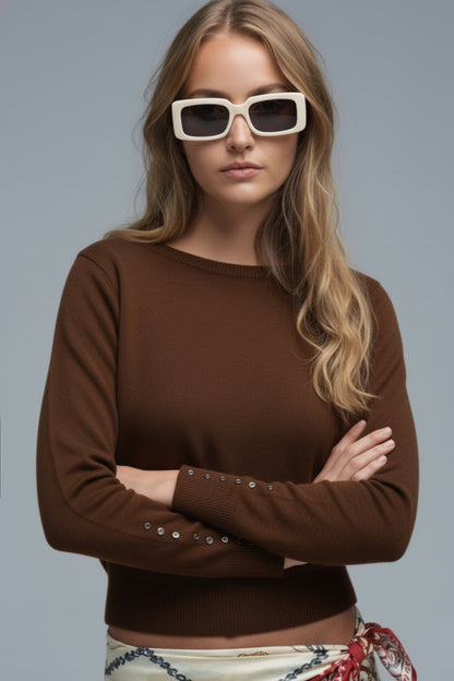 Oversized Roll Neck Sweater in brown
