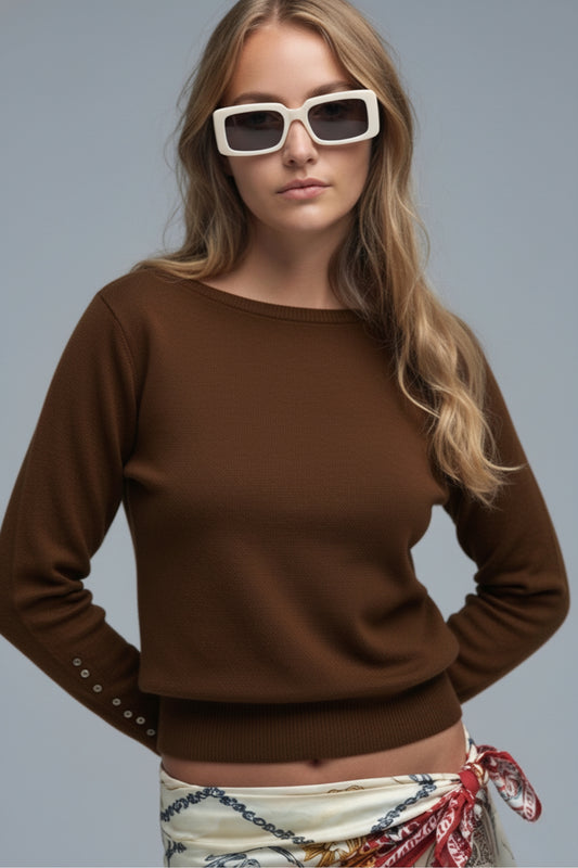 Oversized Roll Neck Sweater in brown
