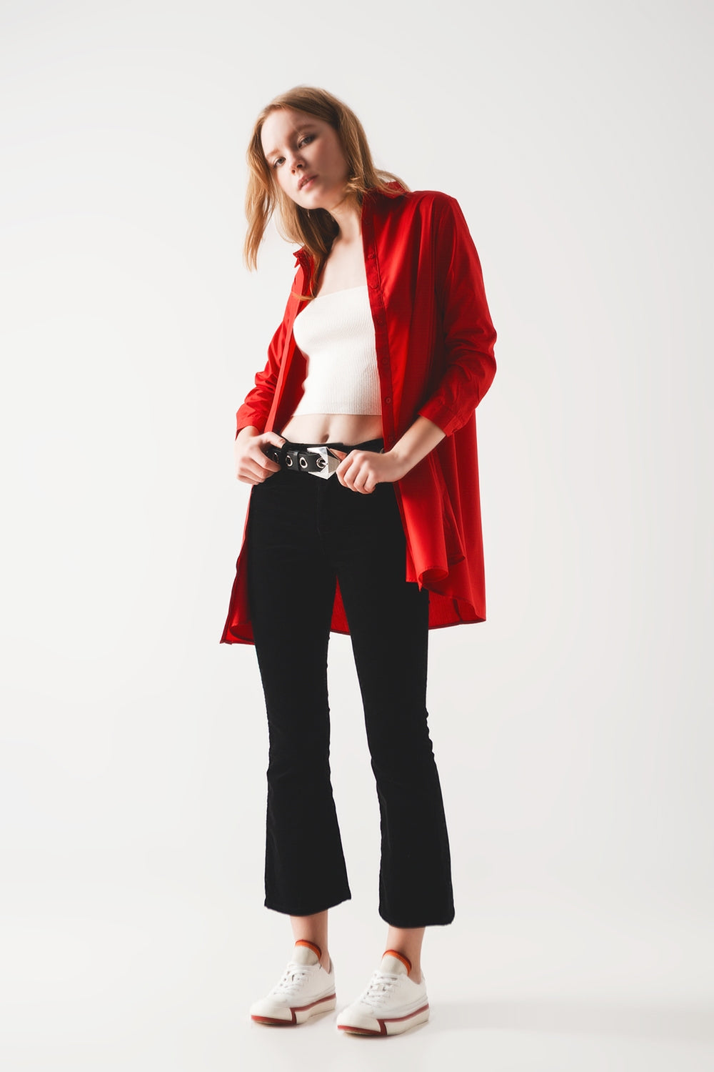 Oversized shirt in bold red
