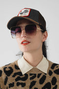 UNIKCOSA Oversized Square Metal Sunglasses In Black Gradient Lens