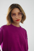 UNIKCOSA Oversized Square Metal Sunglasses In Light Pink Gradient Lens