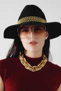 UNIKCOSA Oversized Square Metal Sunglasses In Purple Gradient Lens