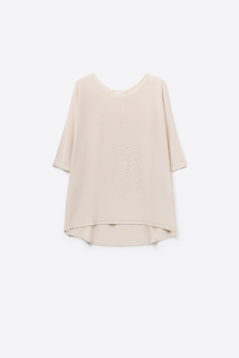 Q2 Oversized Sweater in Beige with Elbow-Length Sleeves