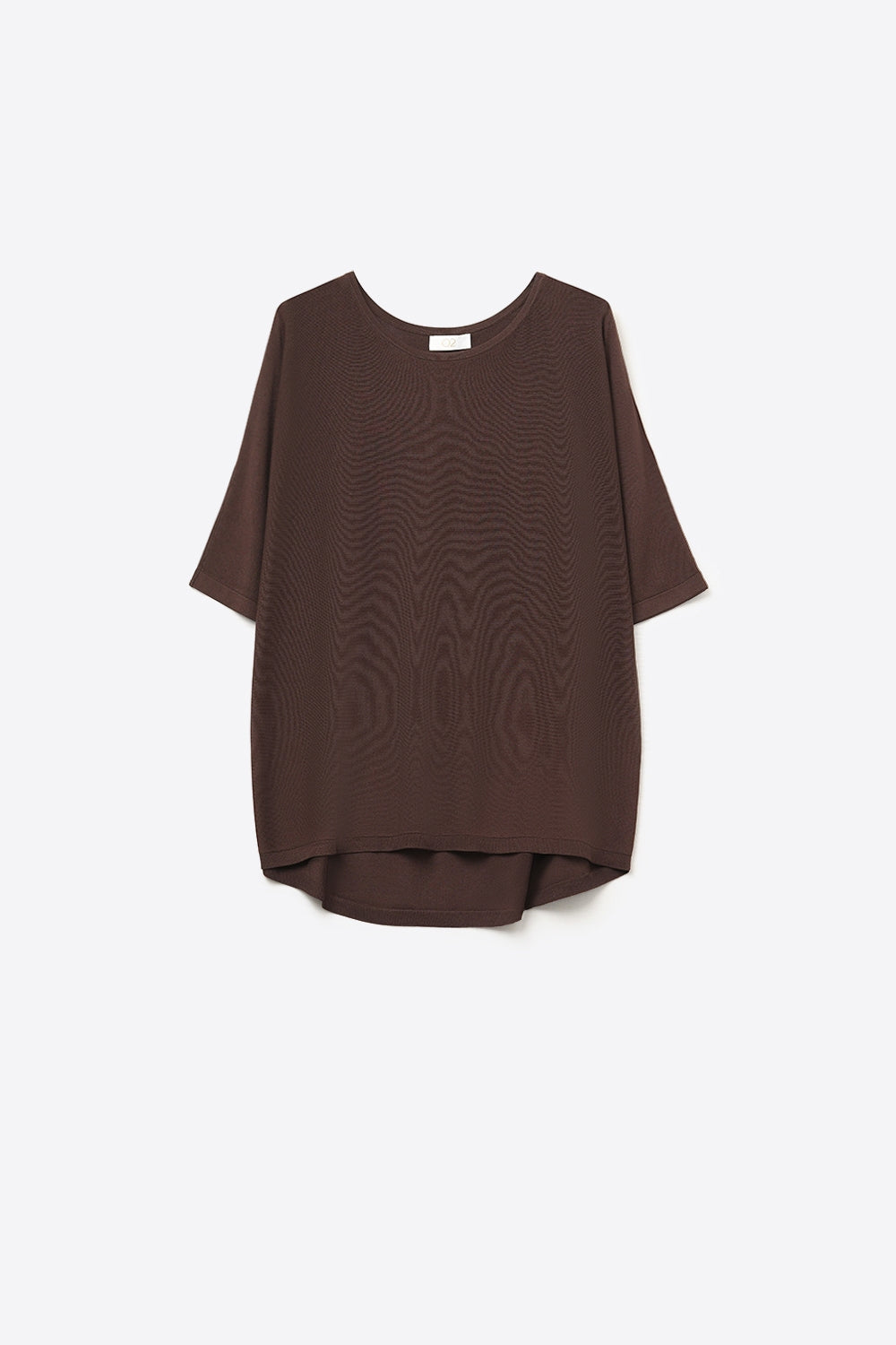 Q2 Oversized Sweater in Brown with Elbow-Length Sleeves