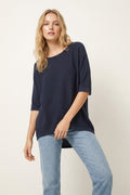 Oversized Sweater in Navy with Elbow-Length Sleeves